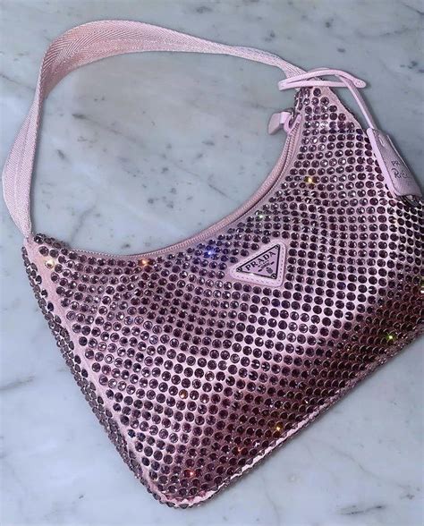 pink prada crystal satin hobo bag